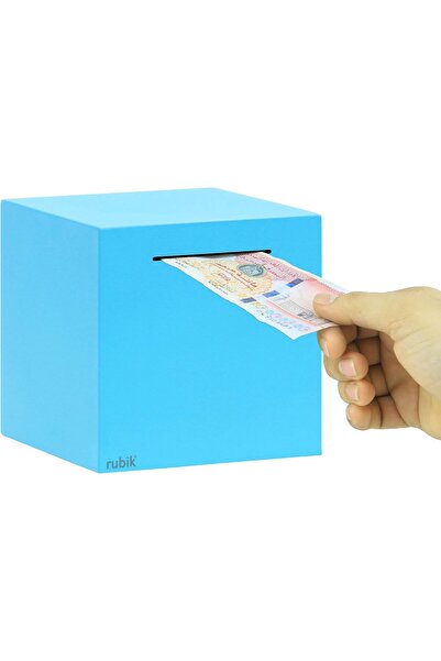 RUBIK Piggy Bank for Adults, Stainless Steel, Must Break to Access Savings (6 Inch) - Blue