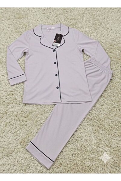 Lienna Long Sleeve Piped Shirt Collar Modal Cotton Pajama Set Lna30Ptly01