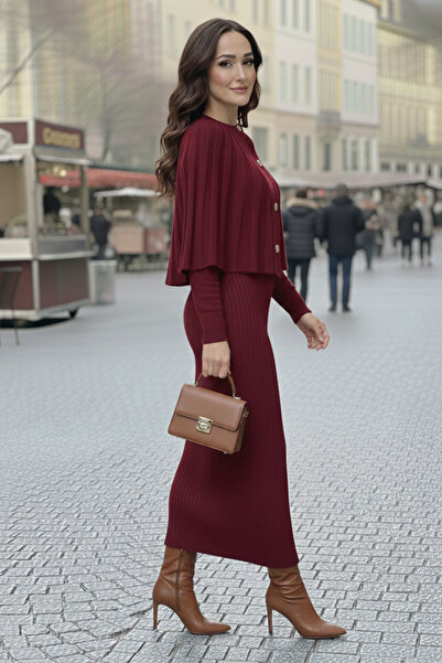 benguen Bolero Knitwear Dress R4478 Burgundy