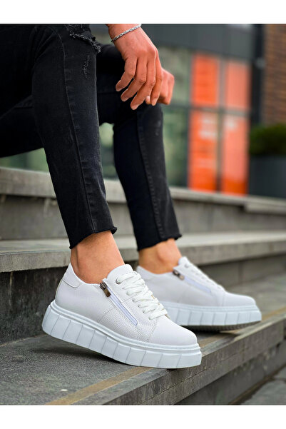 Savira Kb-X155 Kuback White Skin Detailed White High Sole Casual Sports Shoes