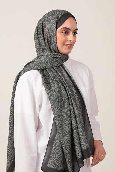 ipekistanbul Cotton Silk Shawl - Lalezar Pattern - Khaki Green