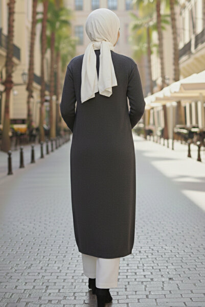 benguen Long Knit Cardigan with Pockets R7145 Anthracite