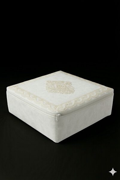 Bonny Home حقيبة زفاف مخملية مزخرفة بالدانتيل من نيرجيس، حجم متوسط (40×40×20 سم)، حقيبة هدايا للخطوبة والزفاف