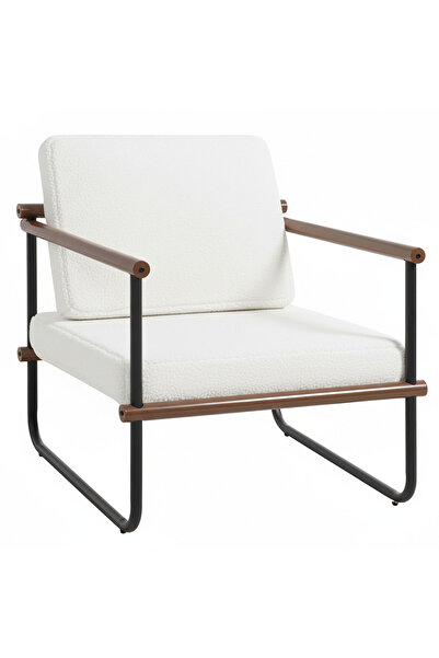 Sinyin كرسي أريكة، كرسي عصري مميز مع قماش تيدي فاخر، إطار معدني وخشبي