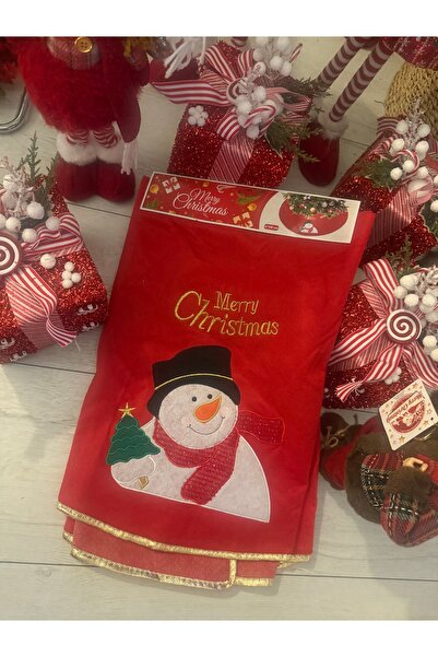 So Iconic تنورة شجرة عيد الميلاد الحمراء المكتوب عليها عيد ميلاد سعيد / ديكور عيد الميلاد بقطر 106 سم