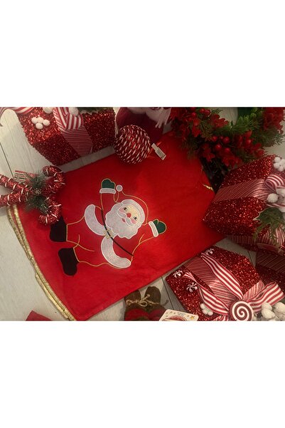 So Iconic تنورة شجرة عيد الميلاد الحمراء المزخرفة بنمط سانتا كلوز / قطر 106 سم لديكور عيد الميلاد