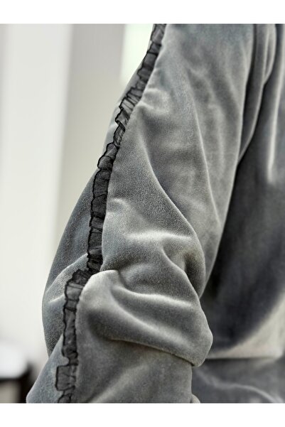 RAMONA BADESCU EXCLUSIVE Fine velvet tracksuit with lace tulle details and tapered pants