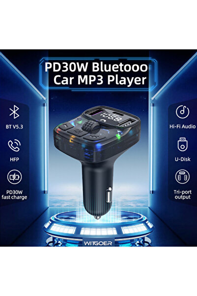 Bowie 30w Turbo Bluetooth kablosuz araç kiti ve hızlı şarj cihazı bakır sargı...