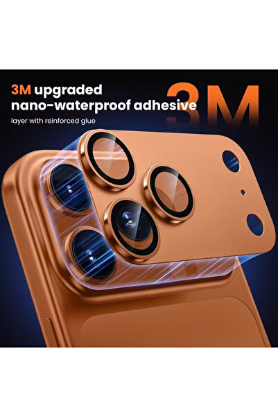 Fibaks iPhone 17 Pro Max Premium Ar+ Af+ Full Protection with Smooth Frame Orange Camera Lens Protector