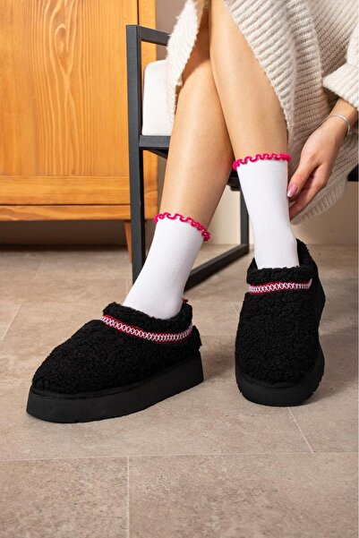 Messina Shoes Tommy Siyah Kadın Peluş Terlik