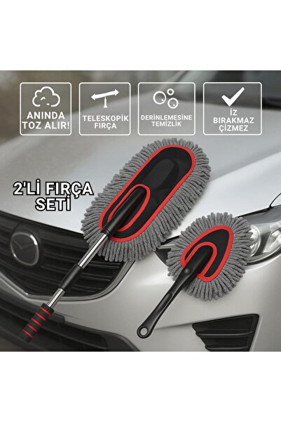 coofbe 2 ADET Set Profesyonel Püsküllü Mikrofiber Araç Yıkama Fırçası Toz Alm...