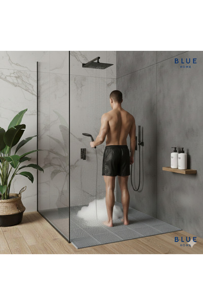 Blue Home 🆕 Bathroom Shower Pool Front Door - Square Honeycomb Mat Non-Slip Anti-Slip Pvc Mat Gray Width: 90cm. Grey 🚿
