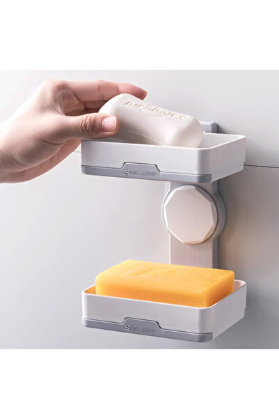 SELERIS Double soap and sponge holder, ®, removable drain tray, installation without holes, bathroom, pcs.