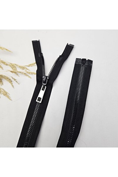 Kaf Kumaş Siyah Renk Metal Elcikli Açık Uçlu Fermuar | Naylon Dişli Fermuar U...
