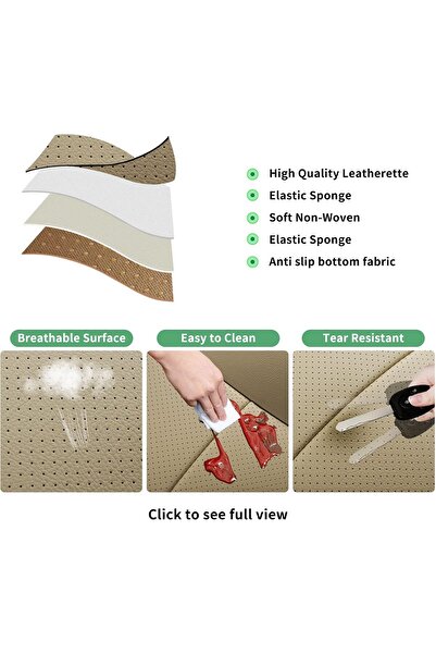 genernic EDEALYN Ultra-Luxury PU Leather Car Seat Cover Single Front Seat (3D-Beige)