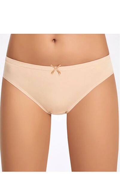 İlke 12 Pieces, Piped Women's Slip Panties, with Bow, 92% Cotton & 8% Lycra