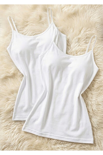 Loule Women's White 2-Pack Modal Cotton String Strap Tank Top - Soft & Stretchy Texture