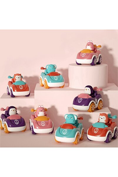 Ominii 8 Pcs Cute Cartoon Animal Pull-Back Inertia Car Kids Toy Kindergarten Activities Gifts