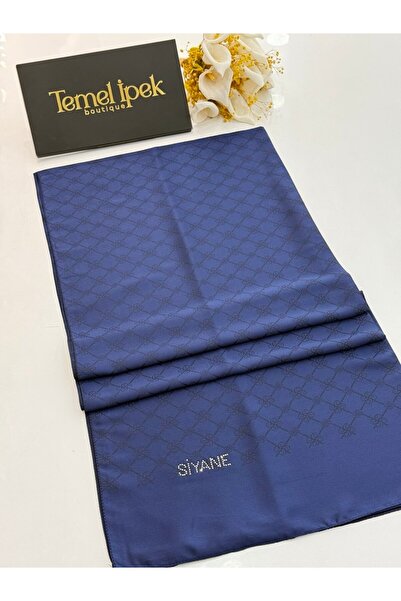 Siyane Çift Taraflı Pamuk Jakar Monogram Şal