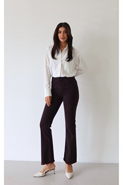 LACARINO Flare Stretch Fabric Pants with Tassel Detail on the Legs