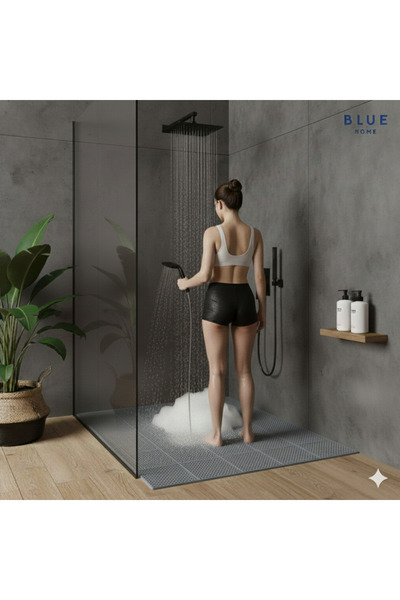 Blue Home 🆕 Bathroom Shower Pool Front Door - Square Honeycomb Mat Non-Slip Anti-Slip Pvc Mat Gray Width: 90cm. Grey 🚿