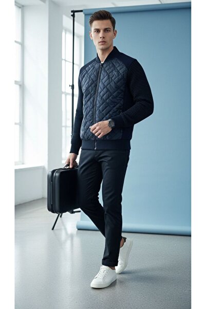 Plus Scorpion Navy Blue Men's Jacket, Zippered Pockets