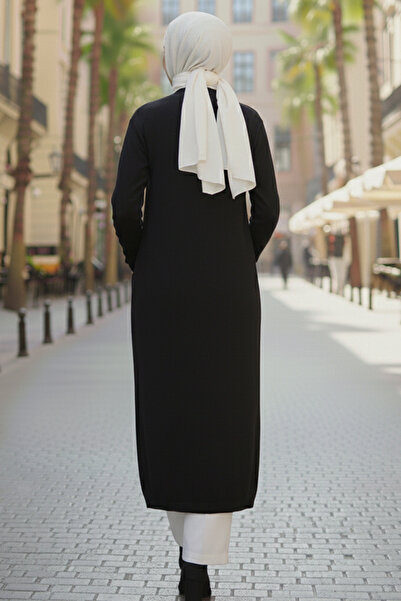 benguen Long Knit Cardigan with Pockets R7145 Black