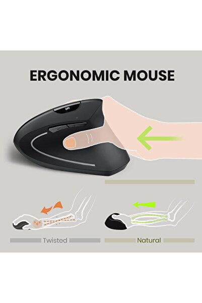 Perixx PERIMICE-713 Ergonomic Vertical Wireless Mouse - Black