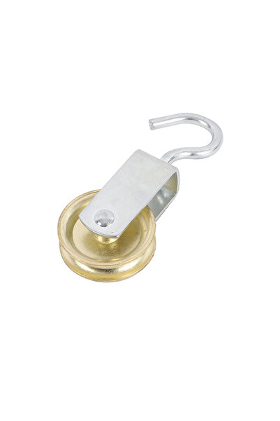 Lawazim Single Pulley with Hook 40mm Gold - Grooved Wheel for Smooth Loading