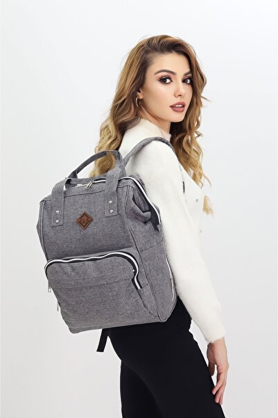 Probag حقيبة ظهر للأم والطفل باللون الرمادي مع حجرة حرارية، مصنوعة من قماش مي...