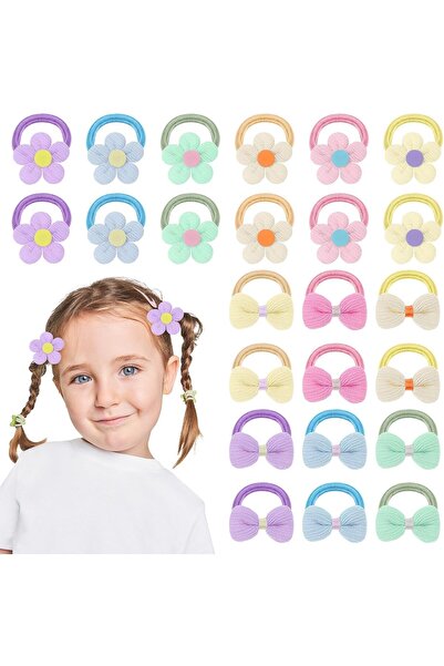 Arabest 24-Pack Kids Hair Bows,No-Slip Flower Hair Ties for Toddlers,Multicol...