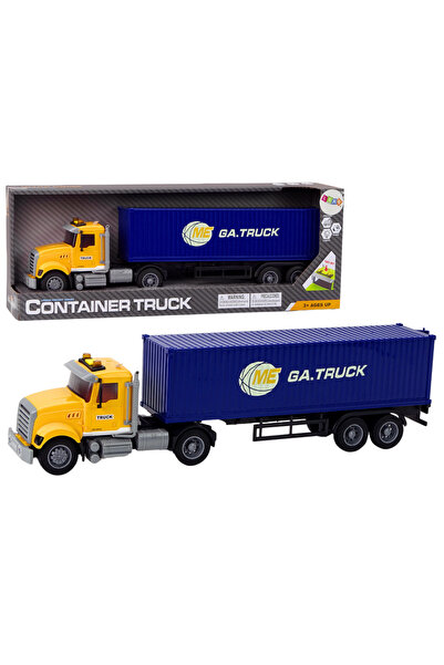Bebelul Camion TIR GALBEN cu remorcă detașabilă, lumini și sunete