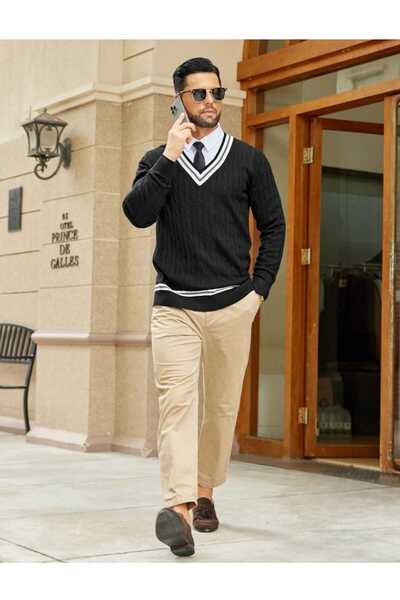 youknitwear you Pulover Alex bumbac 100% cu decolteu în V