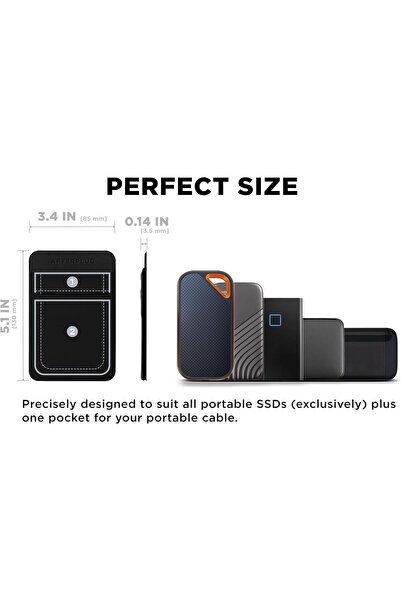 genernic حقيبة AFTERPLUG اللاصقة ثنائية الجيوب لأجهزة الكمبيوتر المحمولة ومحركات الأقراص الصلبة والملحقات، باللون الأسود