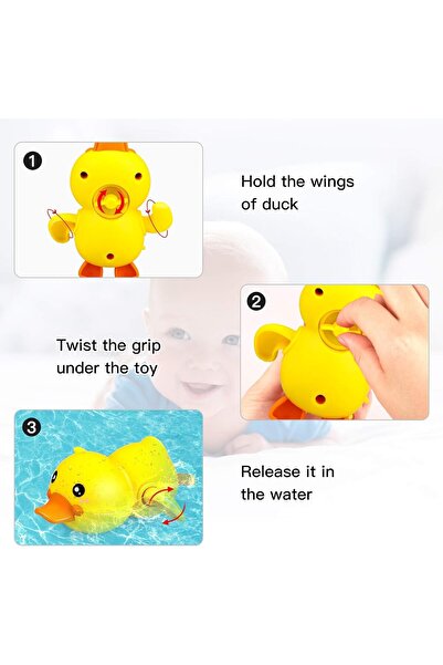 Generic YRQX Wind-Up Floating Bath Duck Toys, 4-Pack, for Kids 12-36 Months
