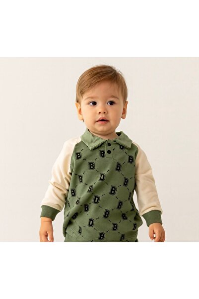 ZERVA QUEEN Patterned Baby Boy Suit with Buttoned Collar