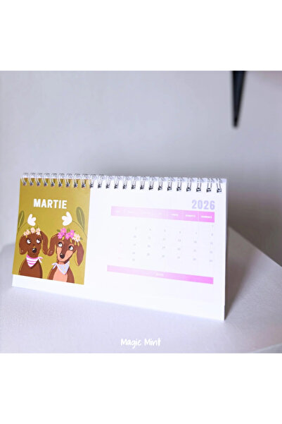 Magic Mint 2026 desk calendar with dachshunds