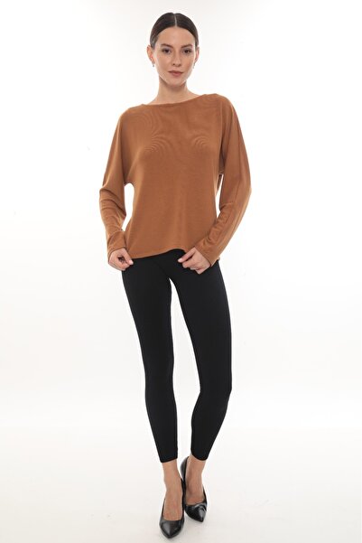 etselements Πλεκτή μπλούζα με μακρύ μανίκι με λαιμόκοψη