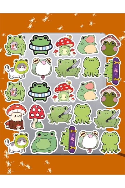 hediyenebak مجموعة ملصقات الضفدع اللطيفة |   ملصق للكمبيوتر المحمول والكمبيوتر الشخصي والتابلت والهاتف والدفتر ومجلة البوليت جورنال