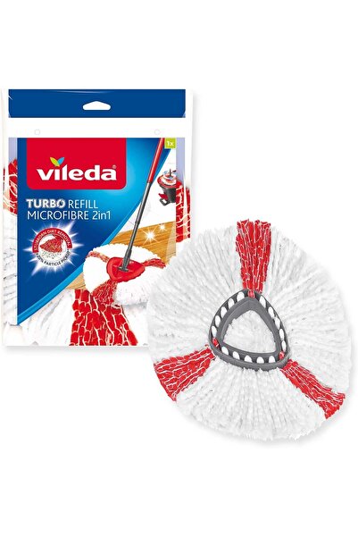 Vileda رأس ممسحة من الألياف الدقيقة توربو 2 في 1 - أبيض وأحمر