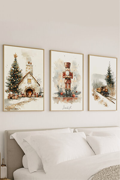 VOBA STORE 3 PARÇA YILBAŞI KONSEPTLİ ÇERÇEVE GÖRÜNÜMLÜ MDF TABLLO SETİ -111