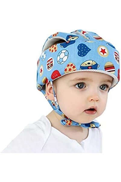 CW Baby Safety Helmet Adjustable Cotton Infant Head Protector (Blue Football) -