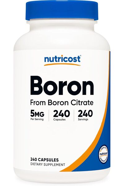 Nutricost Boron Capsules 5mg, 240 Vegetarian Capsules - Gluten Free, Non-GMO