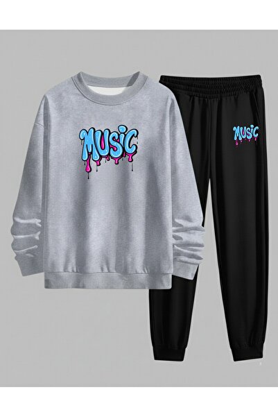 LORVEX Унисекс детска суитшърт - Комплект спортен екип с велосипедна яка MUSI...