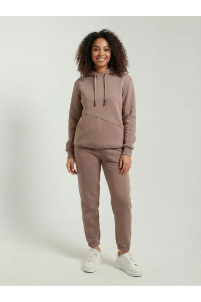 MODENZO Women's 3-Ply Combed Cotton Puff Fabric Cut-Out Pocket Tracksuit Set