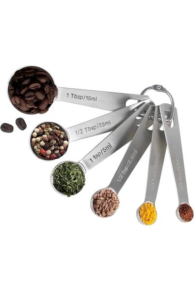 Tazweeq 6-Piece Stainless Steel Measuring Spoon Set (1 Tbsp to 1/8 tsp)