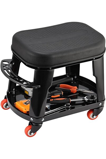 Lawazim Garage Mechanic Stool with Storage Tray and Tool Rack - 41.5x27x35cm