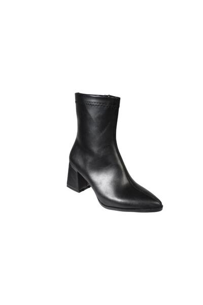 Yaz Kış Ayakkabı Yazkiş Women's Black Leather 16cm Ankle Length Side Zipper 6...