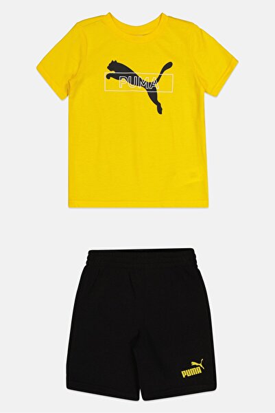 Puma Kids Boy 2 Pcs Sportswear Fit Short Sleeve Top And Bottom Outdoor Set, Multicolor