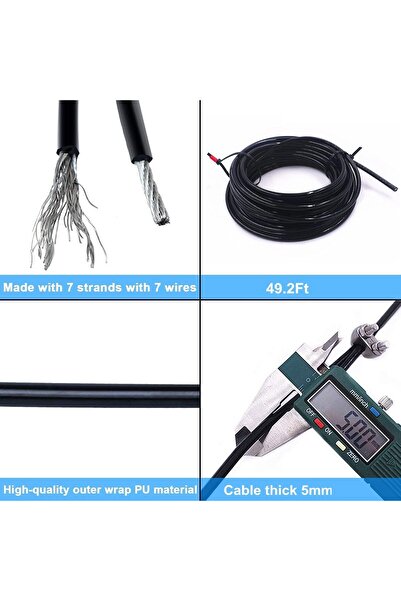 J Bryant Gym Cable & Wire Rope Port Replacement - 5mm/6mm Cable, Black Coated...